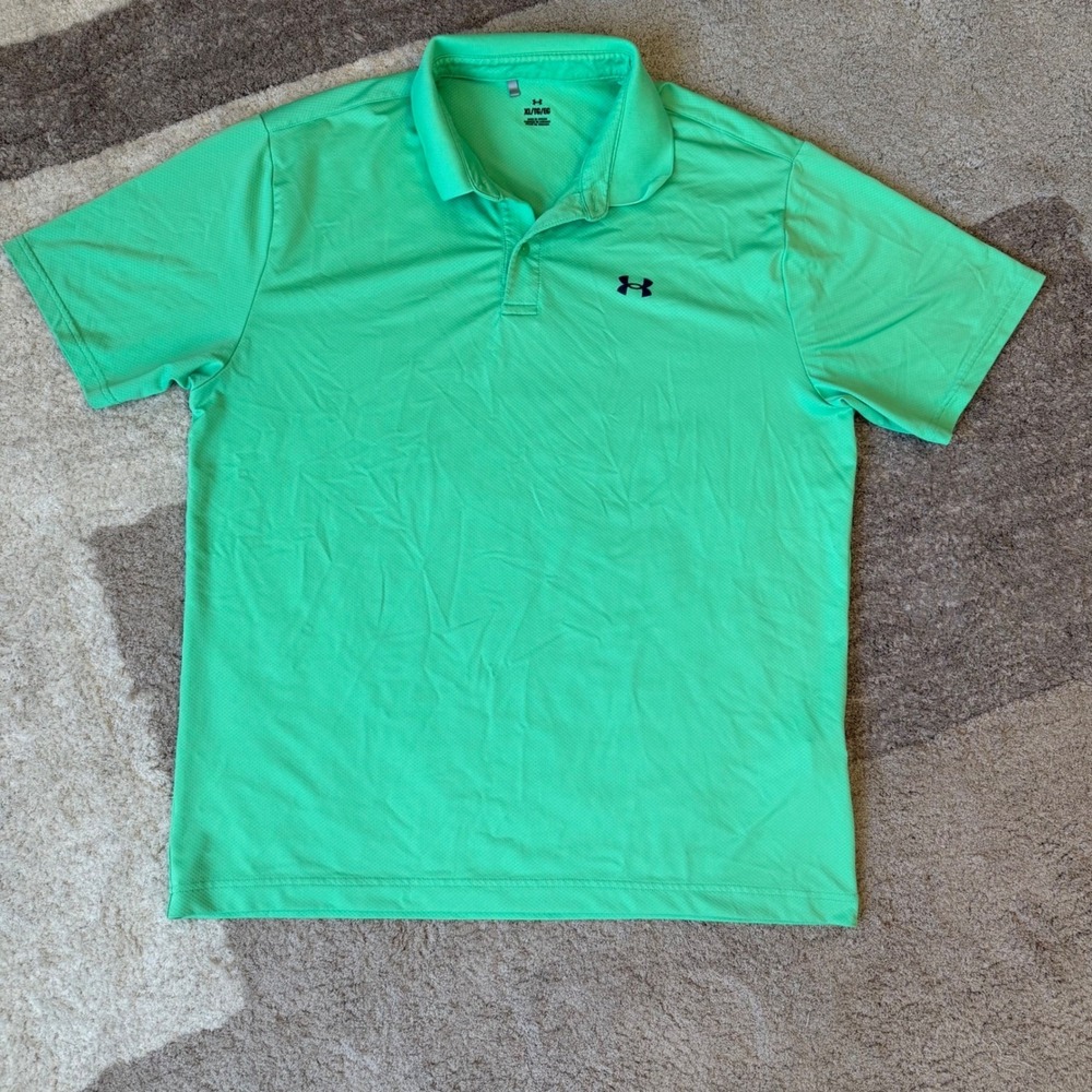 Under Armour Mens Performance Polo 2.0 Green Short Sleeve Shirt 1351129-300 XL